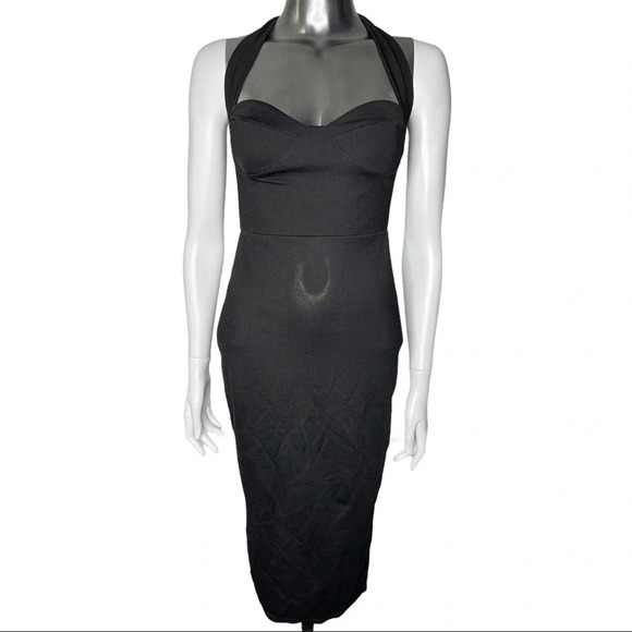 🛍️3/$40 Boohoo Little Black Dress Bodycon Strap Detail  Size 4 - Picture 2 of 6